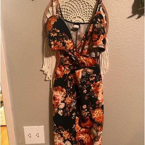 Women’s Rose, orange , green dinner dress. Medium